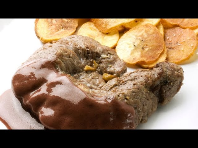 solomillo con salsa de oporto y foie
