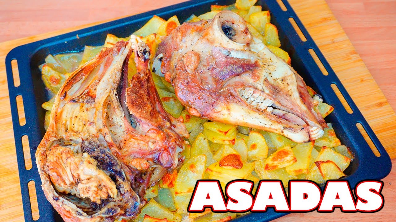 cabezas de cordero al horno con patatas panaderas