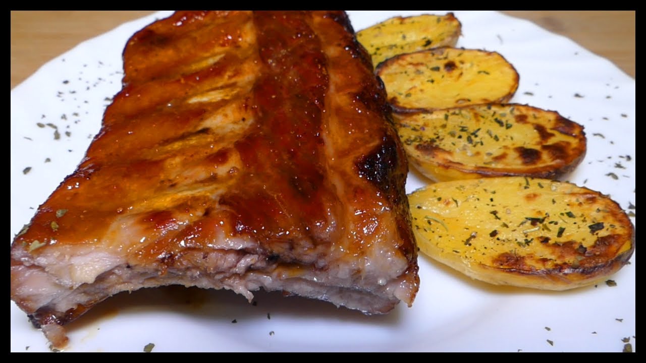 costillas al horno con miel y soja