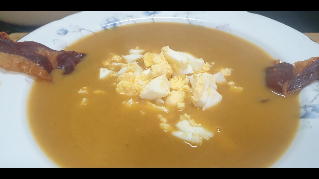 crema de sopa de ajo con jamón crujiente