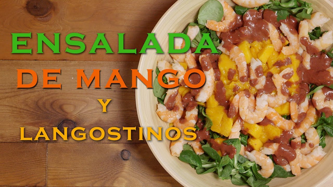 ensalada de lechuga mango y langostinos