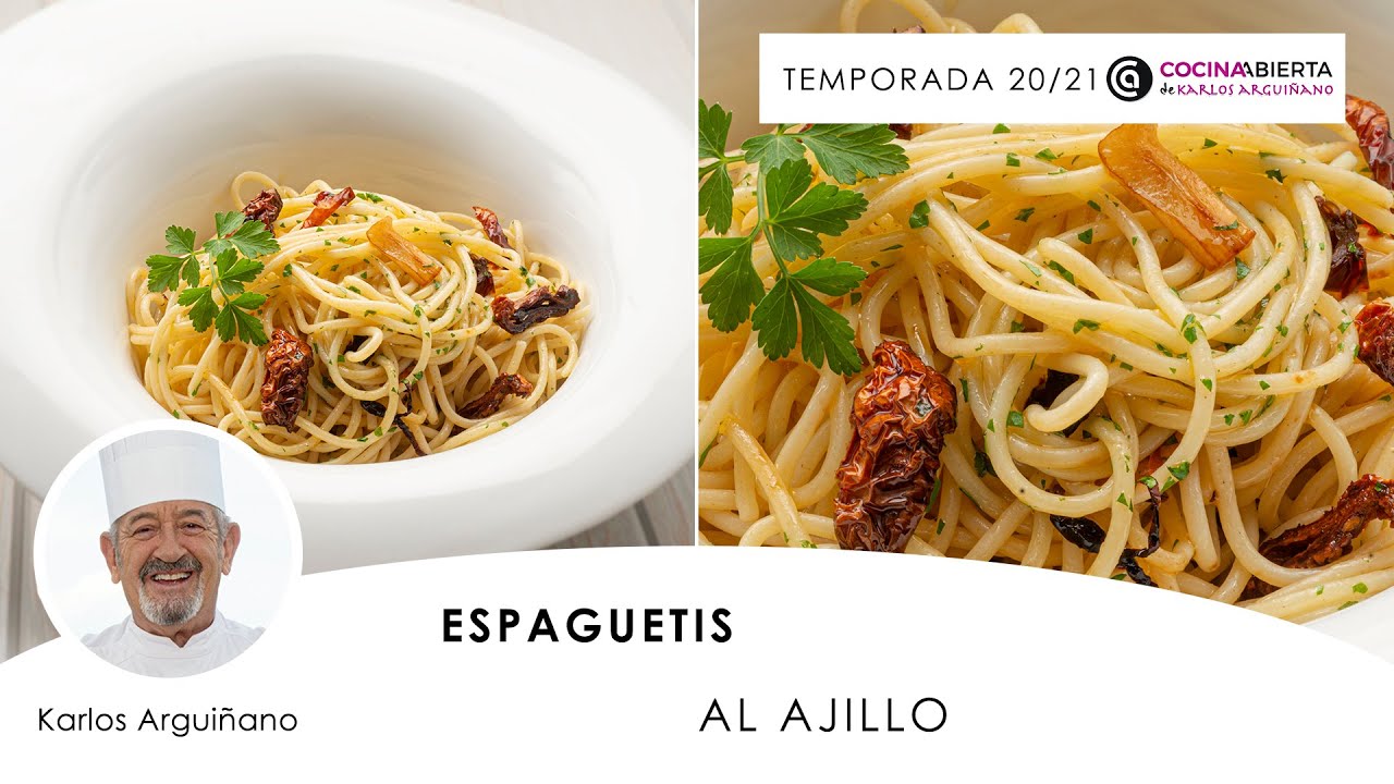 espaguetis con ajo y guindilla arguiñano