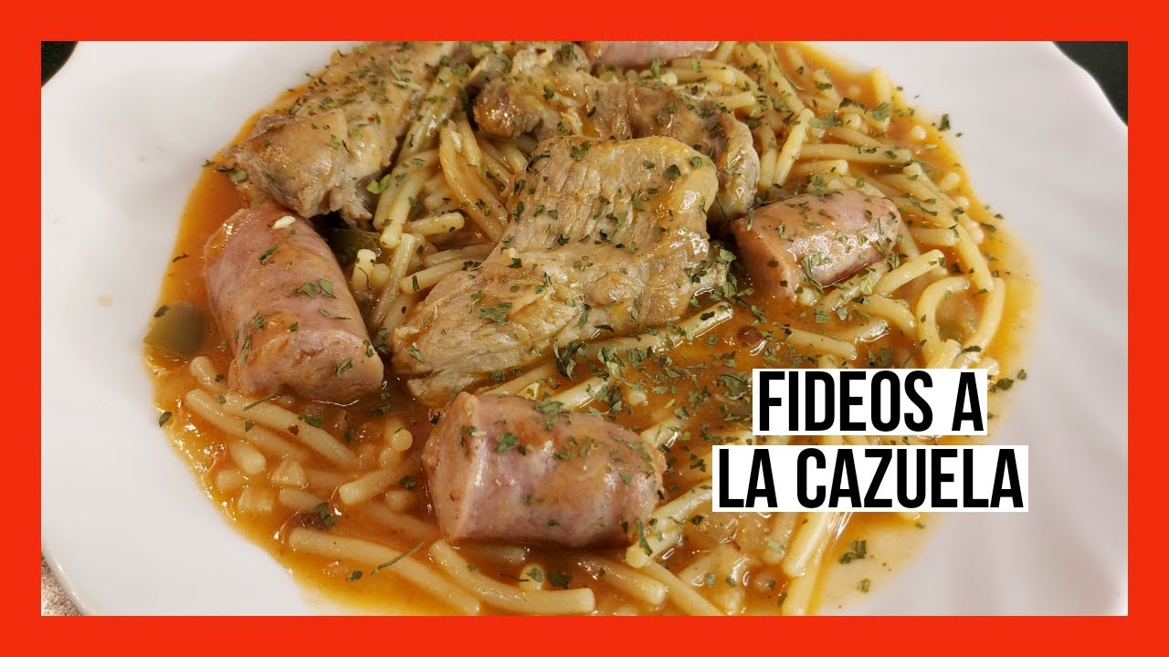fideos a la cazuela con costilla y salchichas