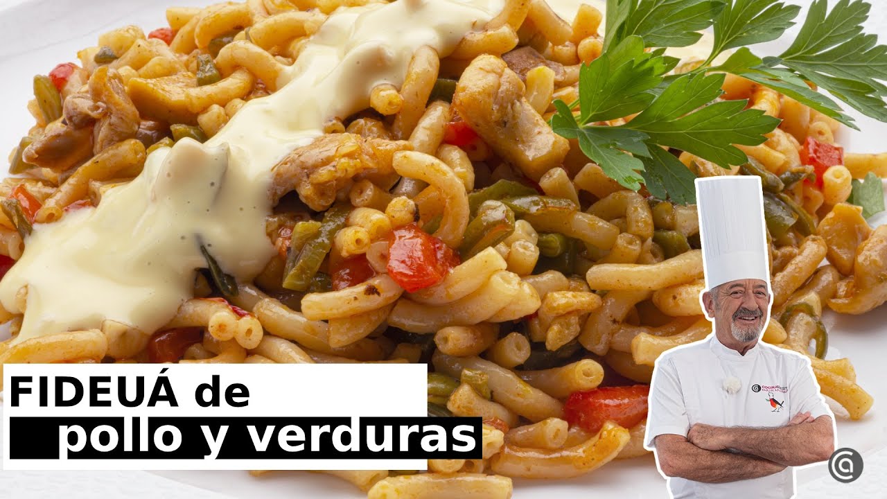fideuá de pollo y verduras arguiñano