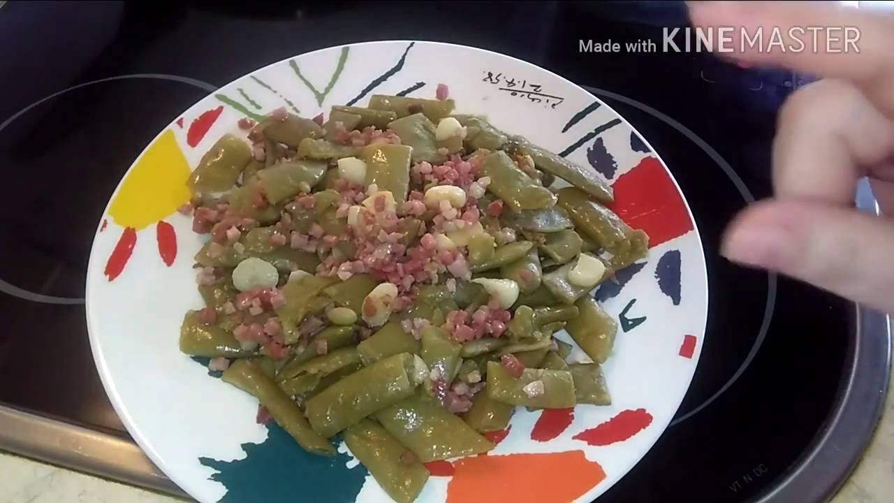 judias verdes rehogadas con ajo y jamon
