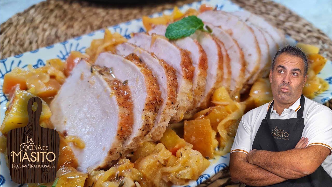 lomo de cerdo en olla express con manzana