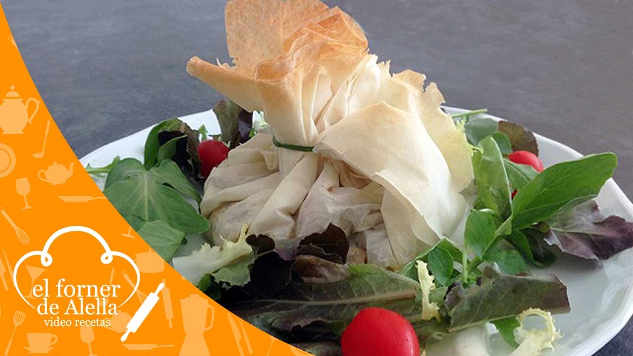 saquitos de pasta filo rellenos de verduras