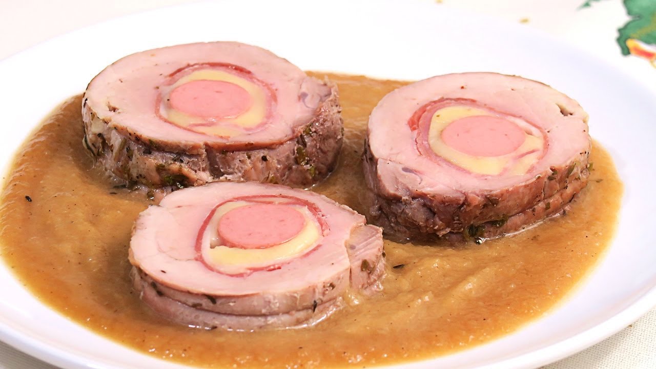 solomillo de cerdo relleno de jamón y queso al horno