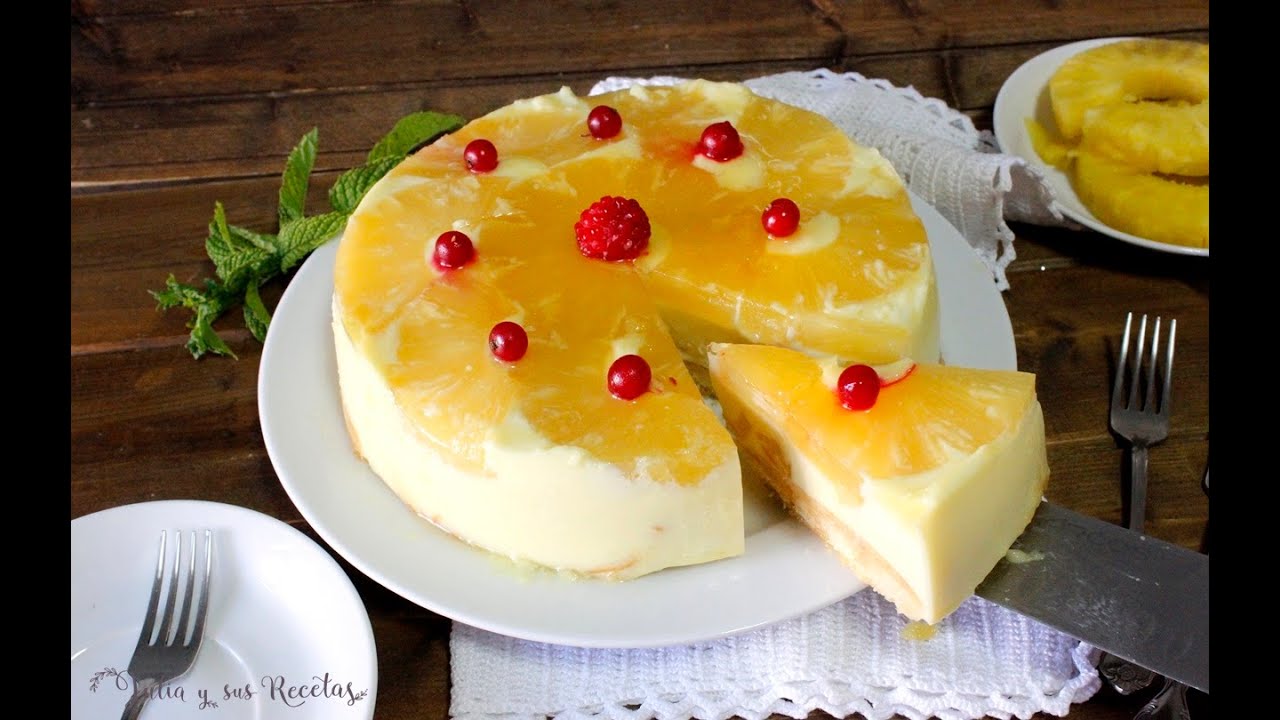 tarta de piña fría con cuajada