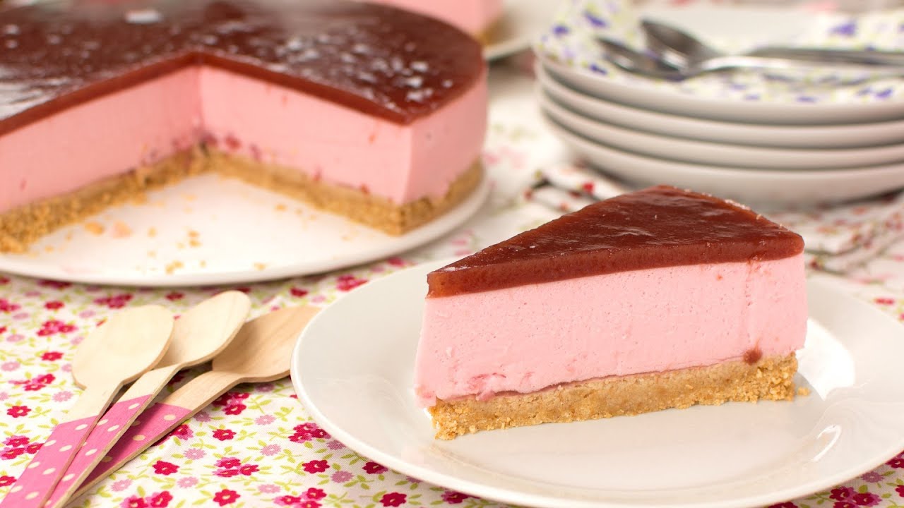 tarta de yogur de fresa con cuajada