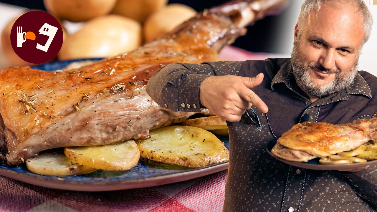 ternasco al horno a baja temperatura con patatas