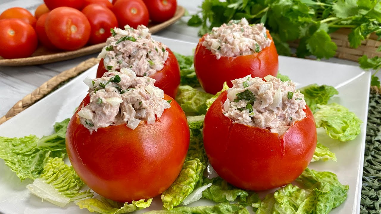 tomates rellenos de atún al horno