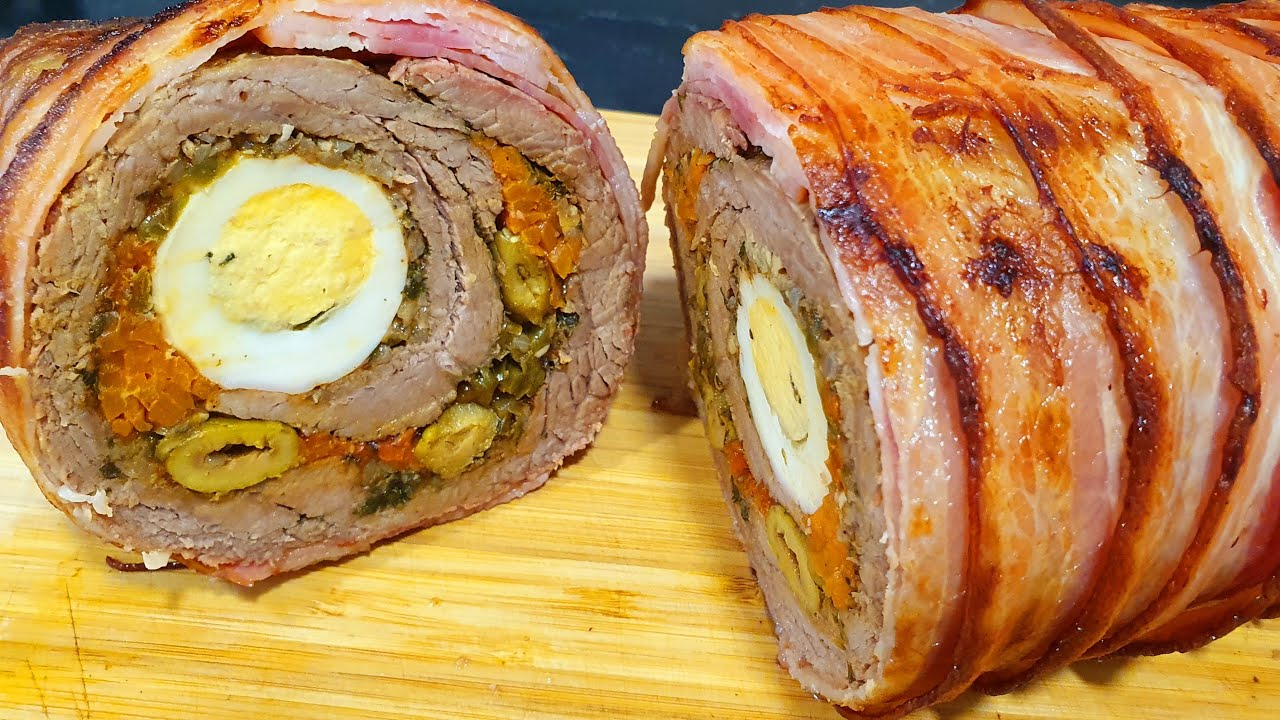 aleta de ternera rellena con bacon
