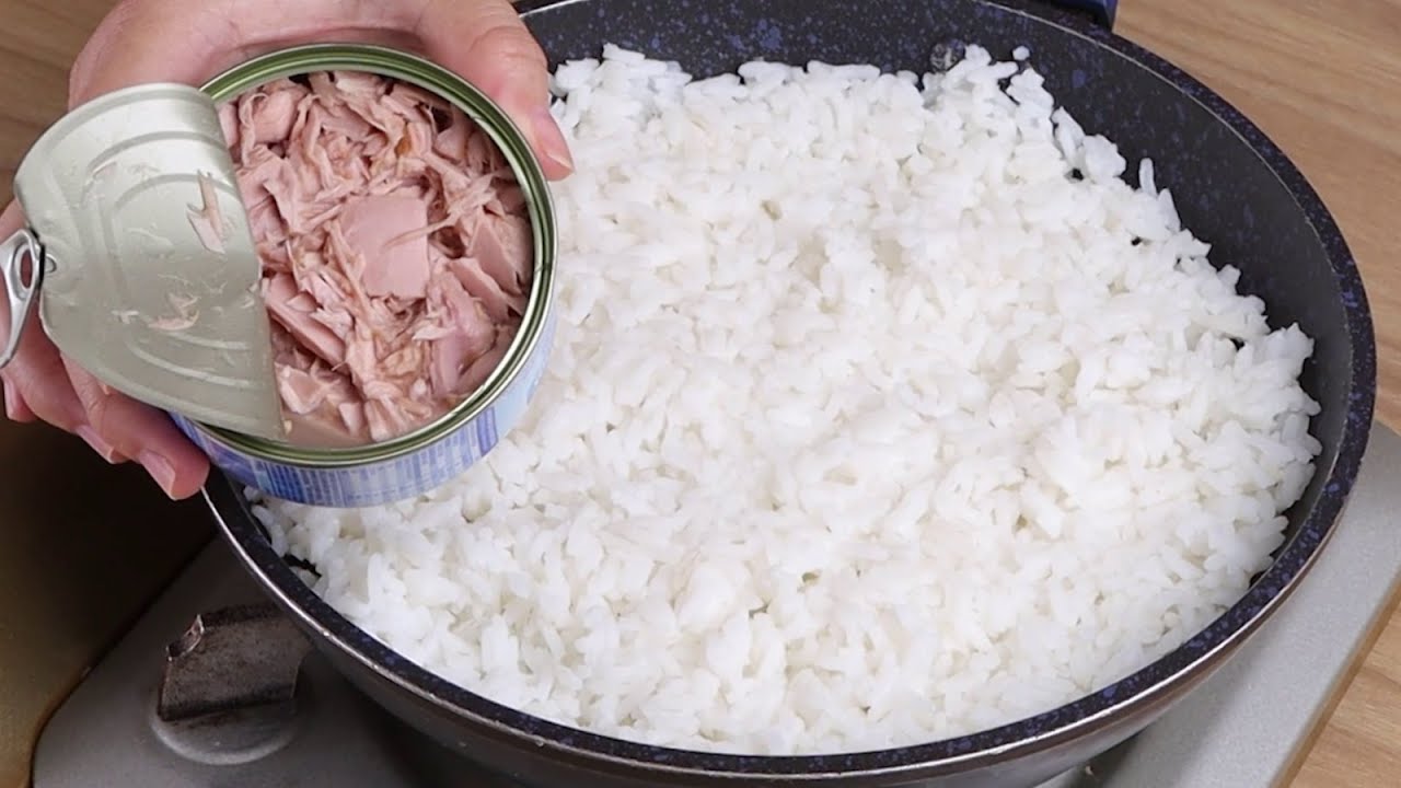 arroz blanco con atun de lata