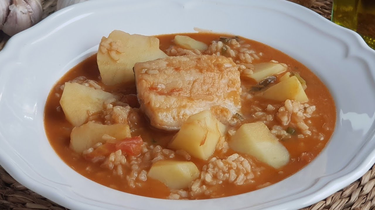 arroz con patatas y bacalao caldoso