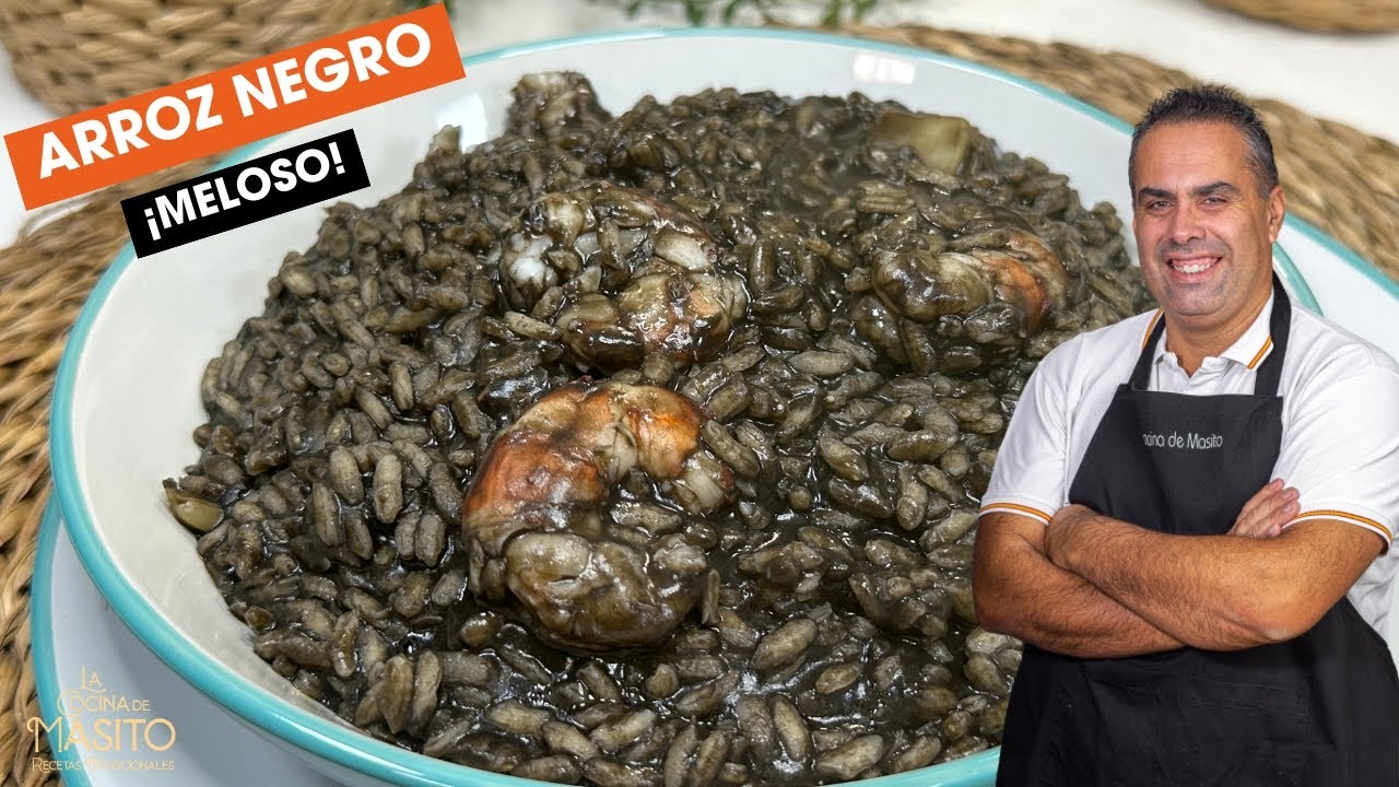 arroz negro meloso con sepia y gambas