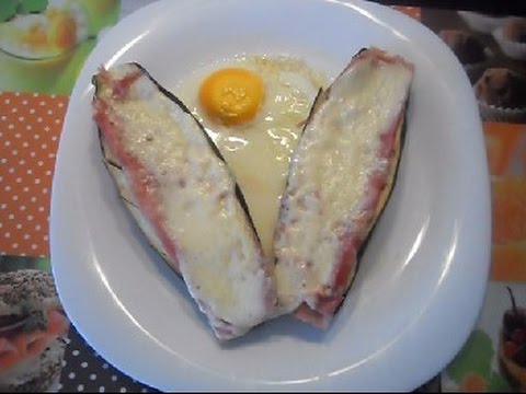 berenjenas con jamón york y queso al microondas