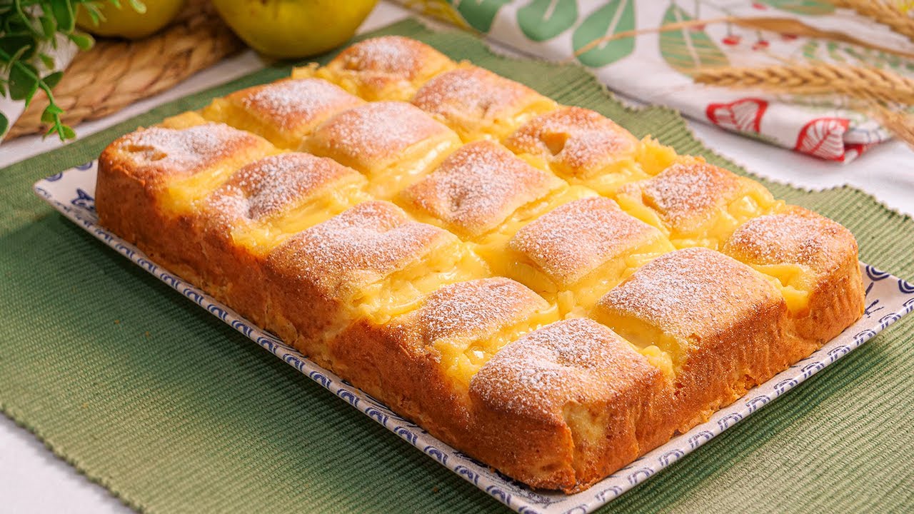 bizcocho de manzana y crema pastelera