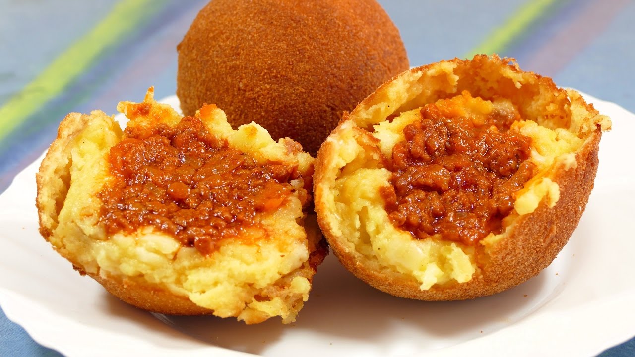 bolas de patata rellenas de carne