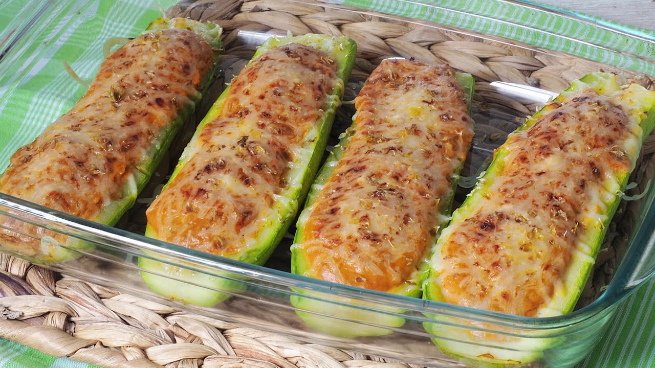 calabacin relleno al horno con queso