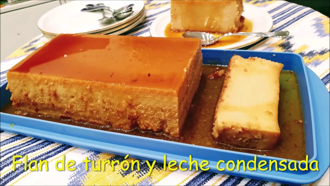 flan de leche condensada y turron