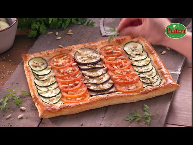 hojaldre de verduras y queso de cabra