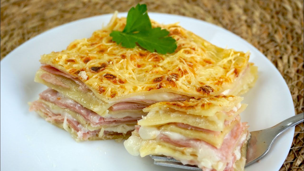 lasaña fría de jamón y queso