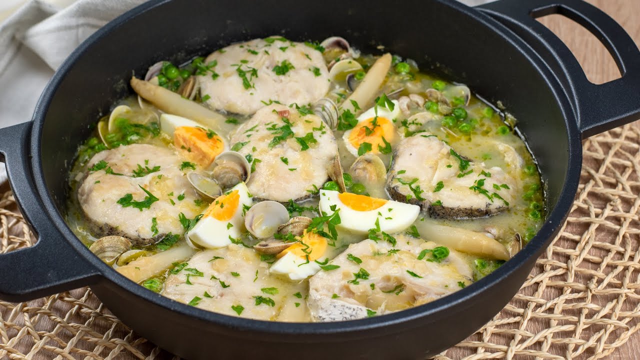 merluza a la vasca con gambas