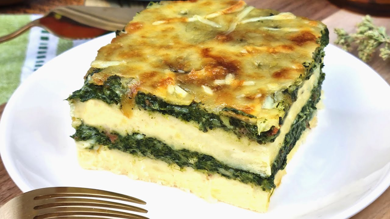 pastel de espinacas y pure de patatas
