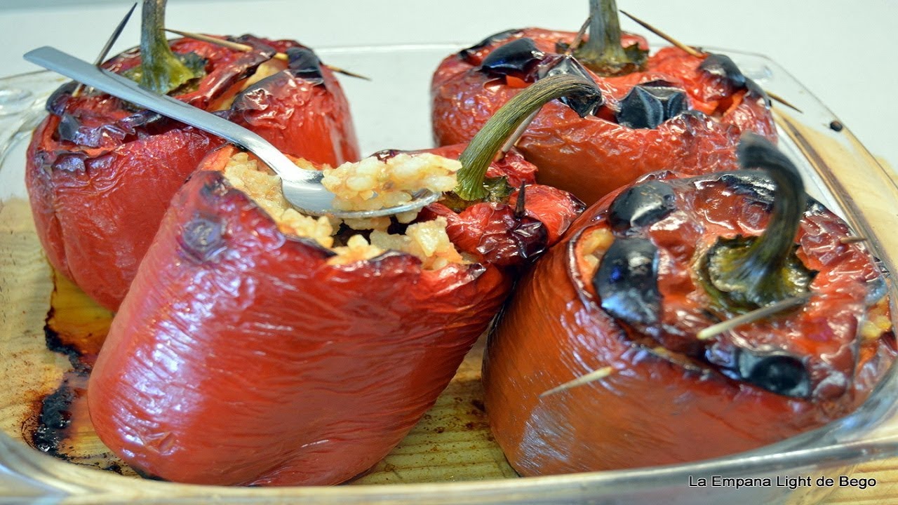 pimientos rellenos de arroz y carne picada
