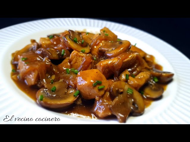 pollo guisado con champiñones y verduras