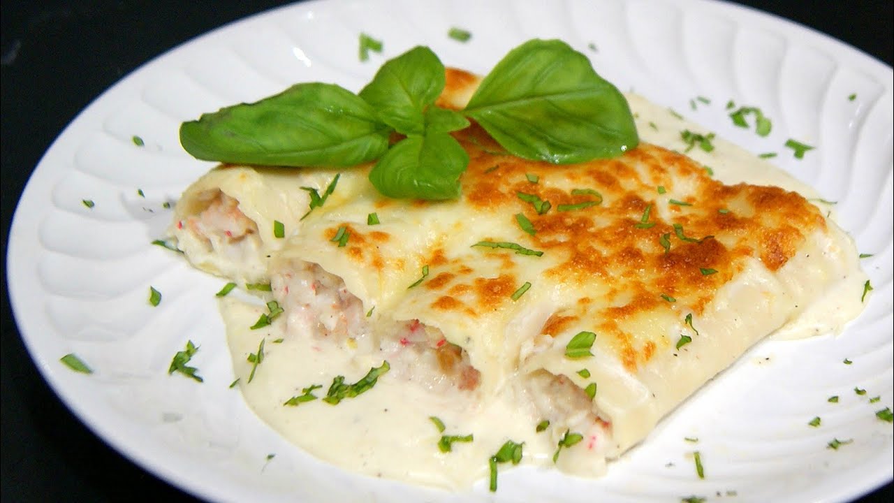 receta canelones de marisco y pescado