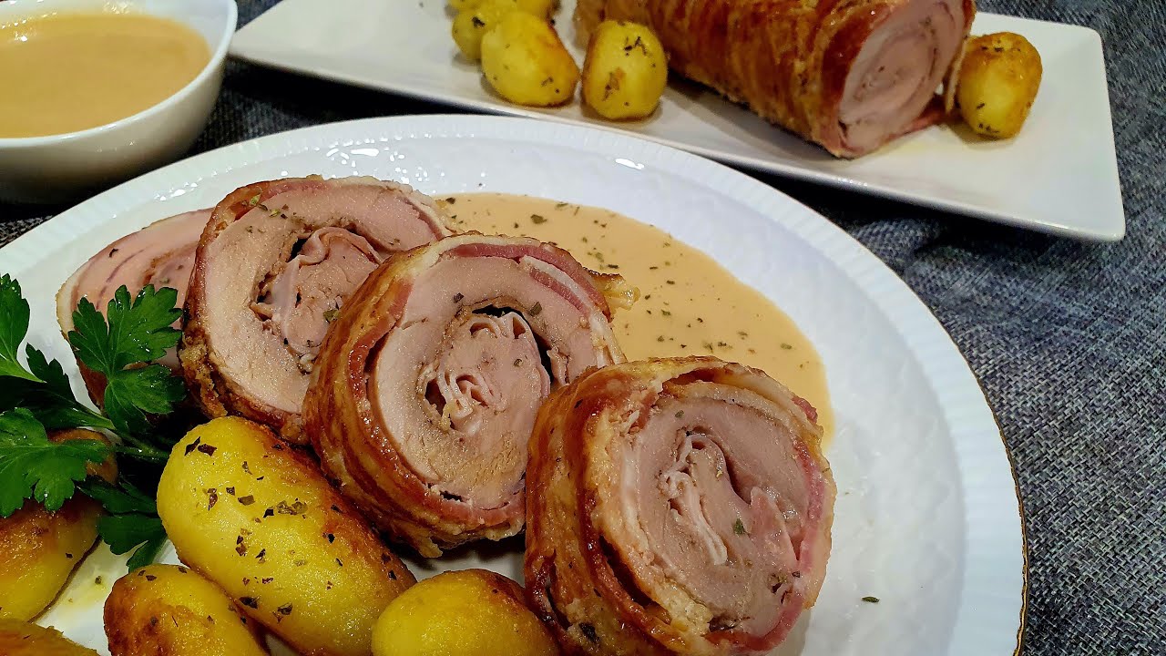solomillo de cerdo con bacon y queso al horno