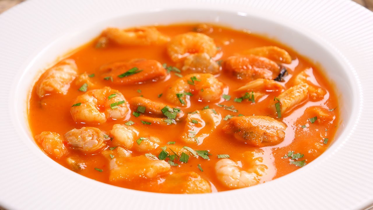 sopa de pescado y marisco congelado