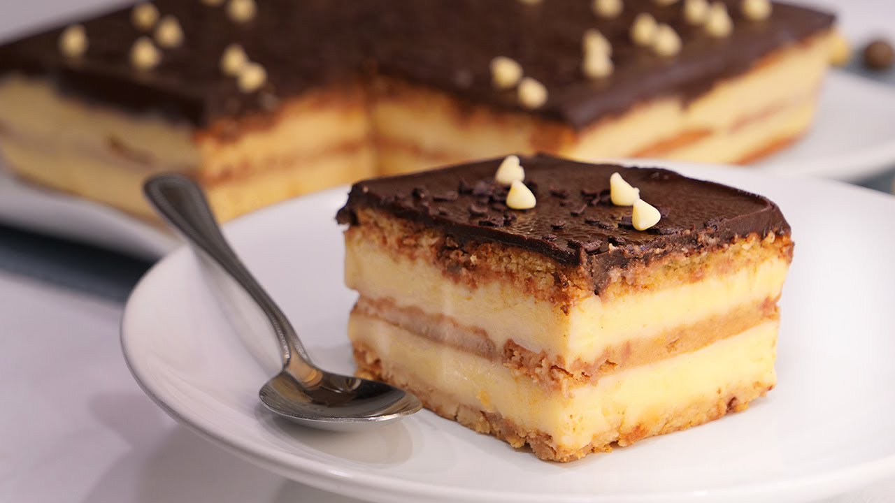 tarta de galletas y crema pastelera