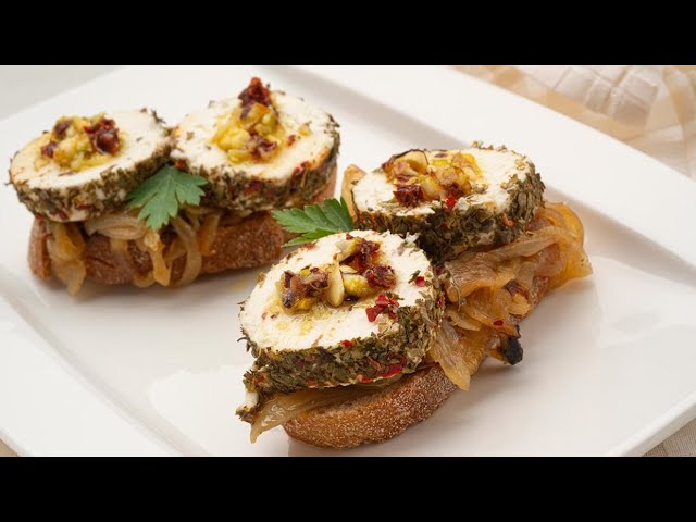 tostas cebolla caramelizada queso cabra arguiñano