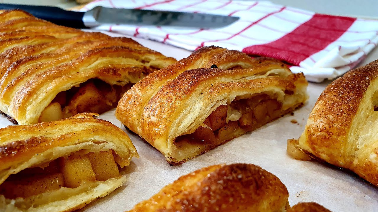 trenza de hojaldre rellena de manzana