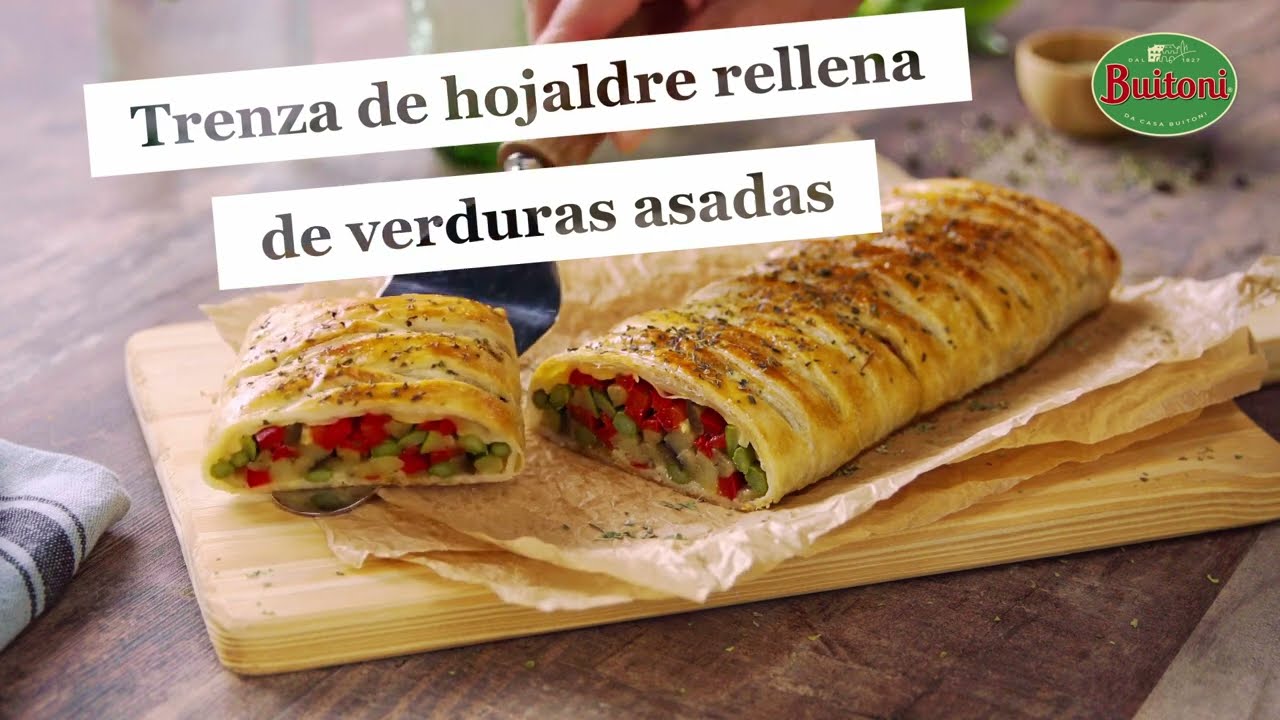 trenza de hojaldre rellena de verduras