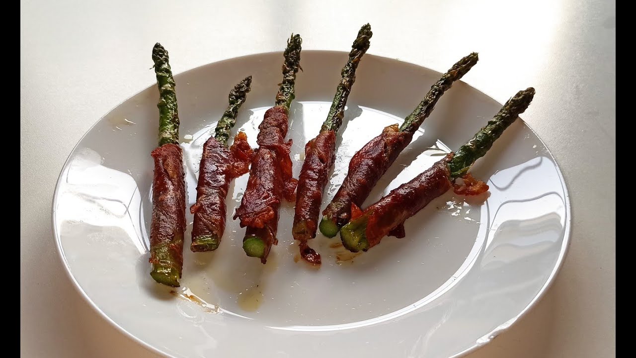 espárragos trigueros a la plancha con jamón